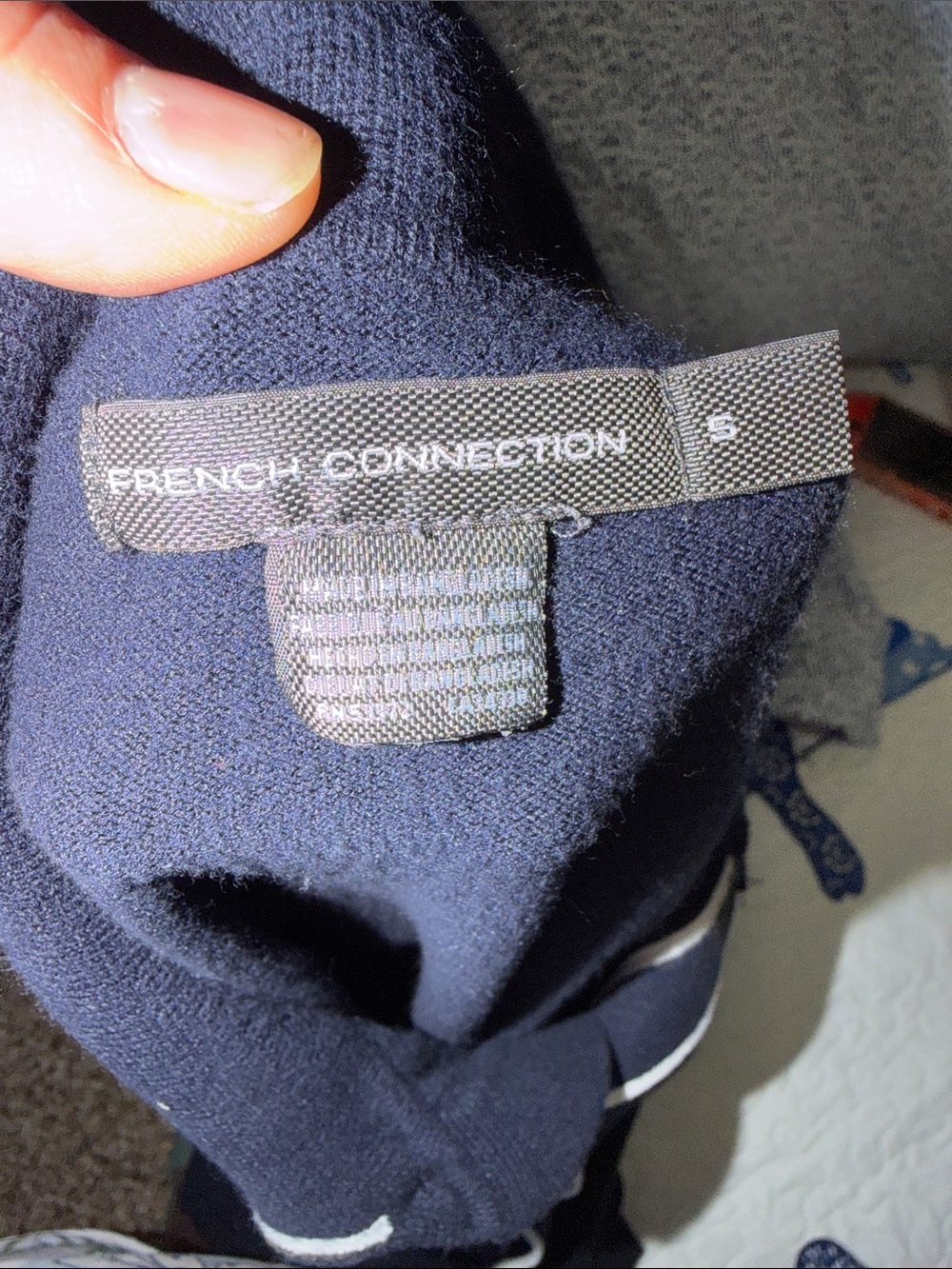 French Connection Navy Short-Sleeve Knit Polo with White Trim - Picture 4 of 5